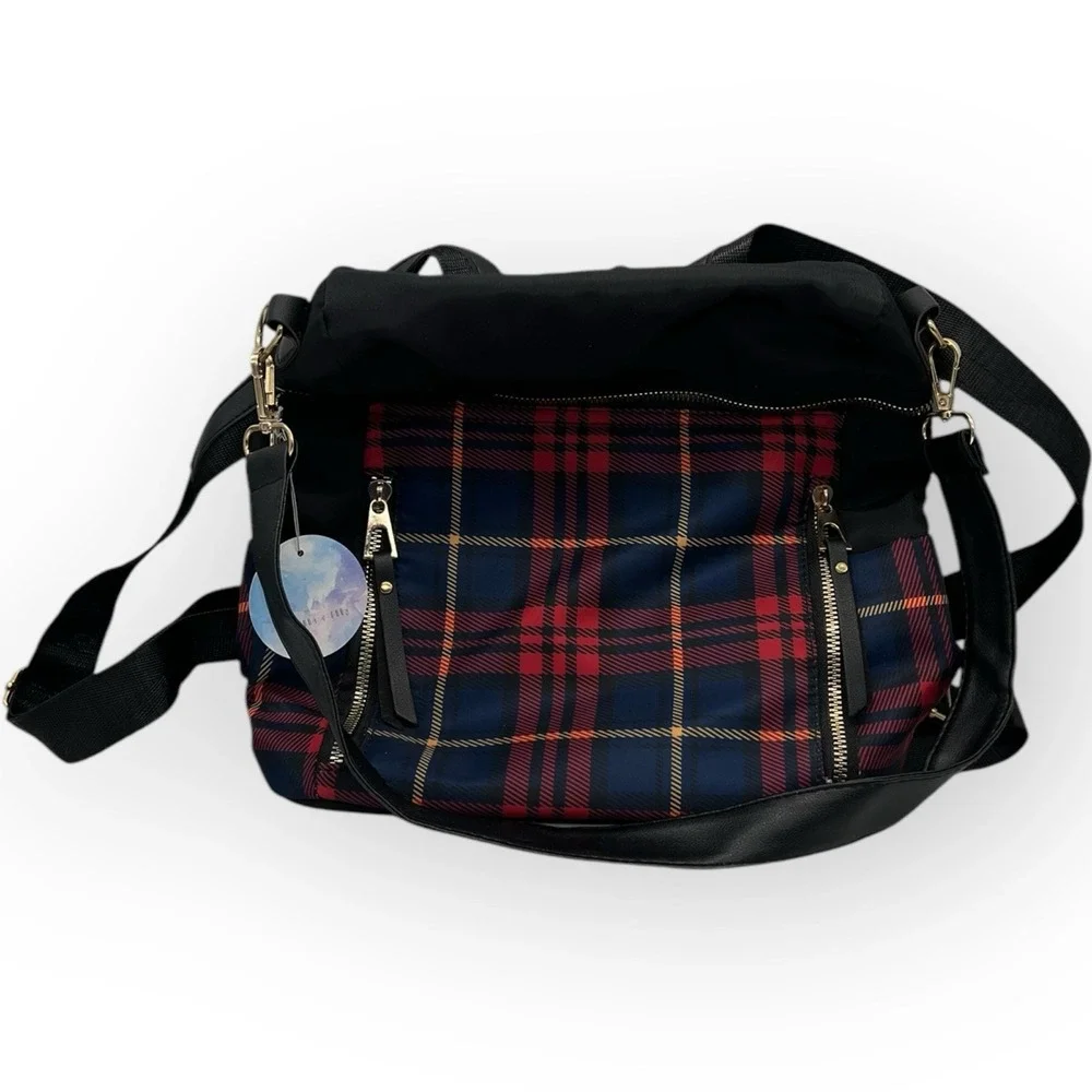 Ella & Elly‎ Tartan Plaid Shoulder Backpack Bag New Scotland Academia Preppy